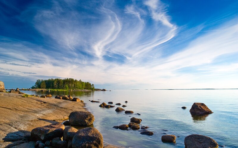 Rocky shore with calm sea