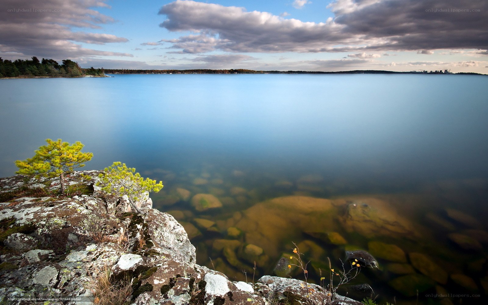 Rocky shore with calm water