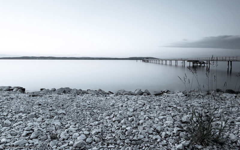 Rocky Shore with Pier