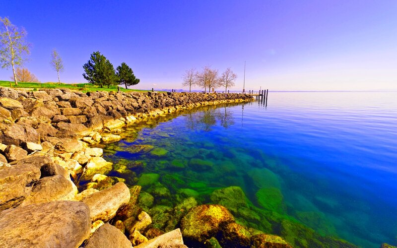 Rocky Shoreline and Lake