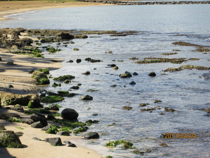 Rocky Shoreline at Beach — Blue