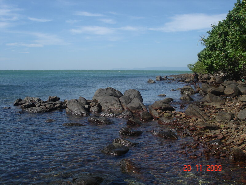 Rocky Shoreline at Coast — Blue, Serene