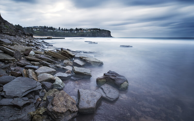 Rocky Shoreline at Coast — Gray