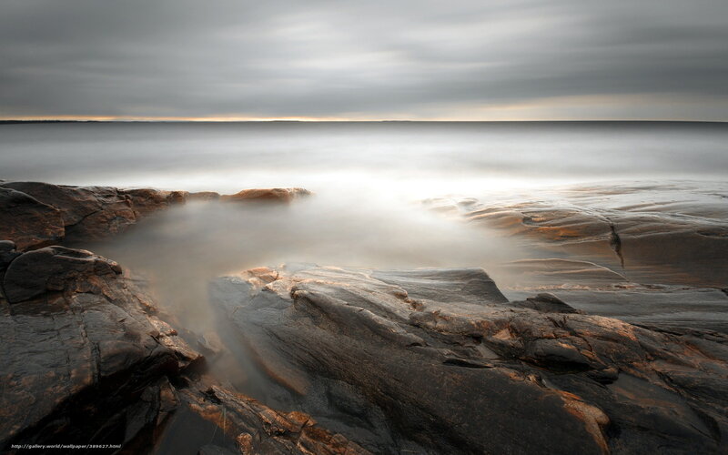 Rocky Shoreline at Dusk — Gray, Serene