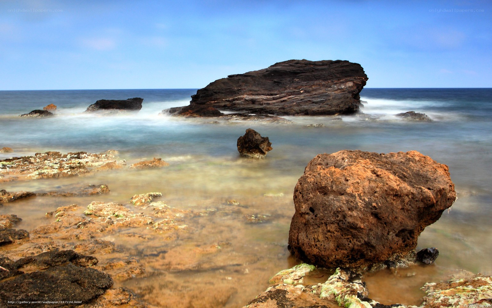Rocky shoreline at ocean