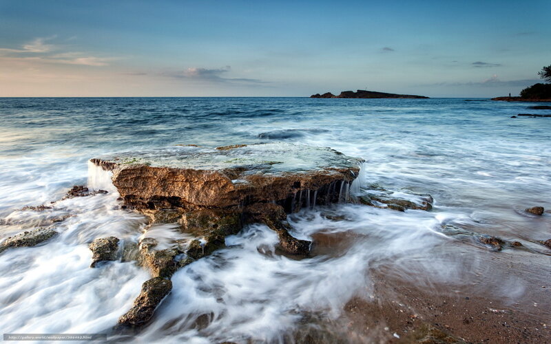 Rocky Shoreline at Sea — Blue, Serene
