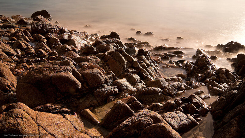 Rocky shoreline at sunrise