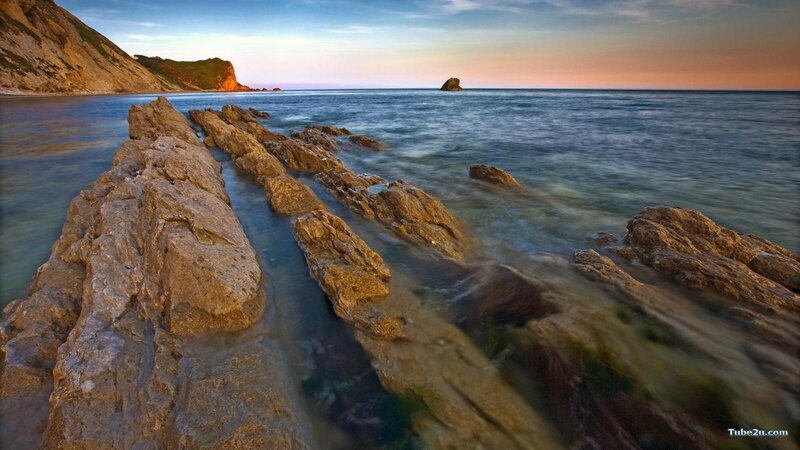 Rocky Shoreline at Sunset — Blue, Ocean