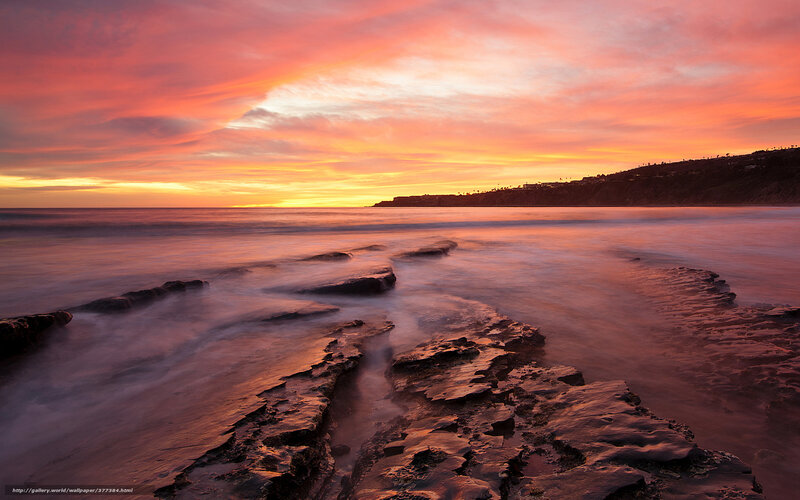 Rocky Shoreline at Sunset — Orange, Serene, Photograph, Ocean, Sky, Cliff