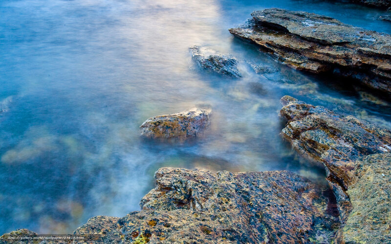 Rocky Shoreline — Blue, Serene, Sunset, Photograph