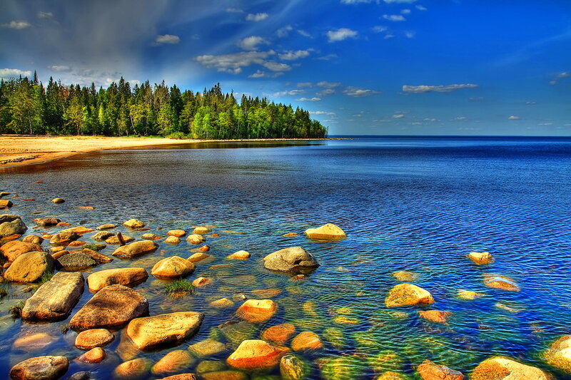 Rocky Shoreline — Blue, Serene