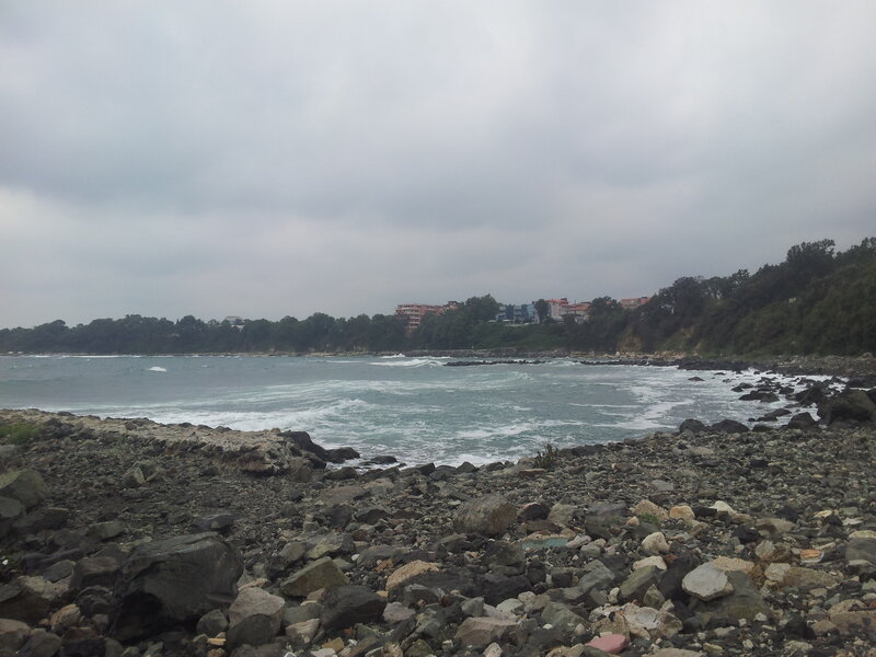 Rocky Shoreline — Gray, Overcast, Photograph