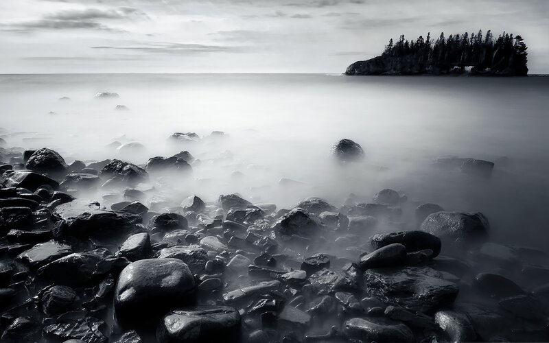 Rocky Shoreline with Island