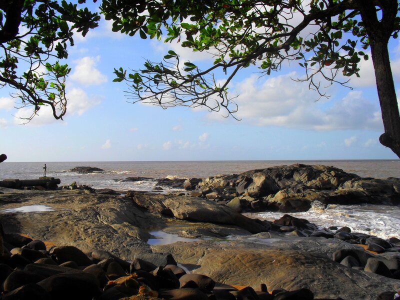 Rocky Shoreline with Ocean — Blue, Serene