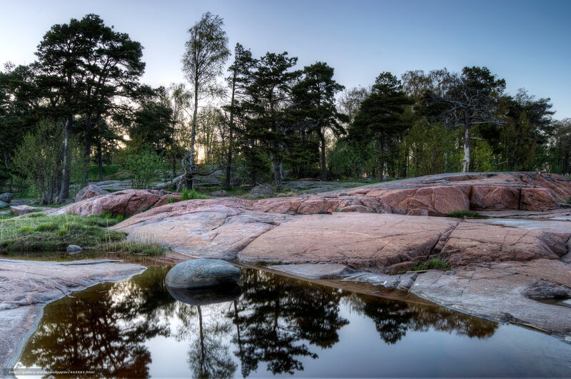 Rocky Shoreline with Pool — Blue, Serene