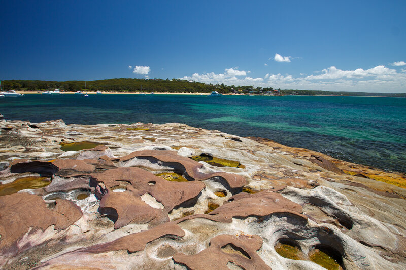 Rocky Shoreline with Tide Pools — Blue