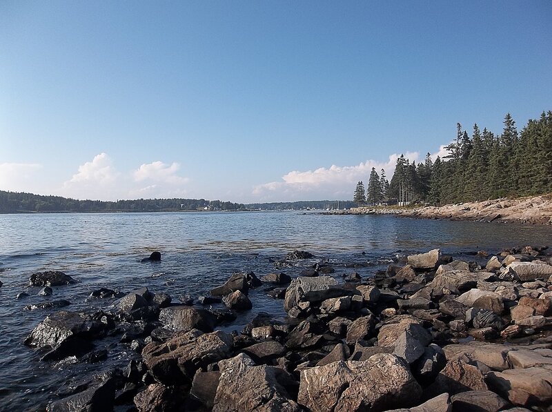 Rocky Shoreline with Water — Blue