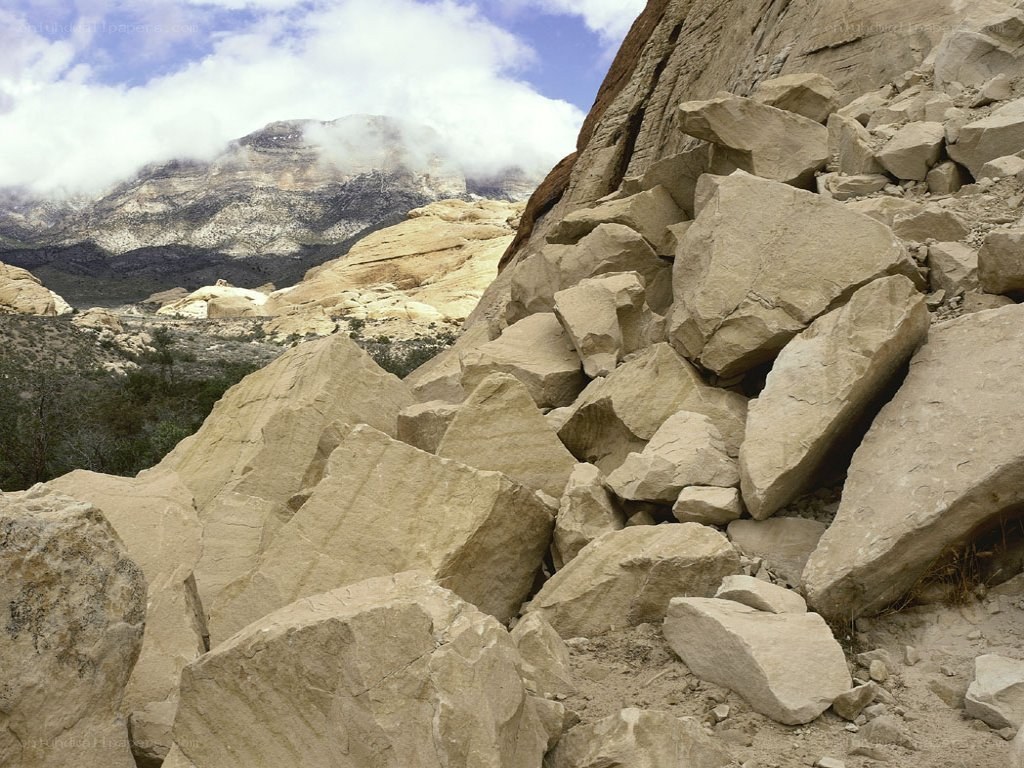 Rocky slope in desert landscape