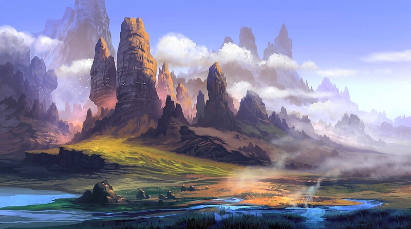 Rocky Spires Landscape — Blue