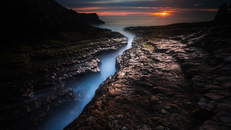Rocky Stream at Sunset