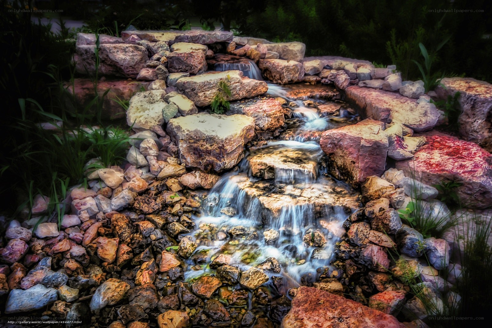 Rocky stream waterfall garden