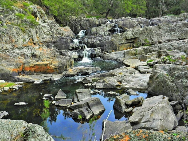 Rocky stream with small waterfall