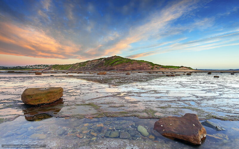 Rocky Tidal Flat at Sunset