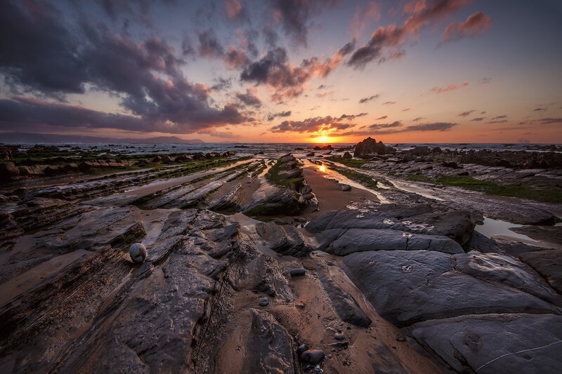 Rocky Tidal Flats at Sunset
