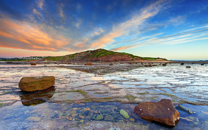 Rocky Tidal Flats — Blue, Dramatic