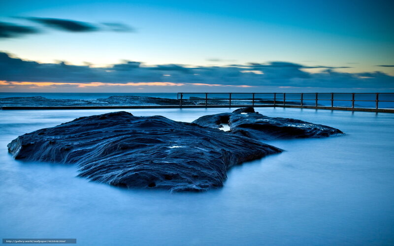 Rocky Tide Pool — Blue, Serene, Sunset