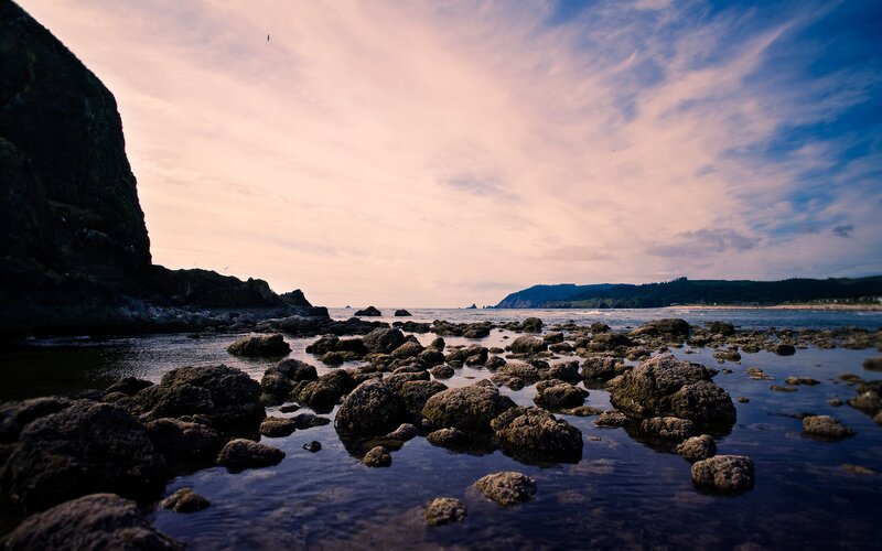 Rocky Tide Pools at Coast — Blue