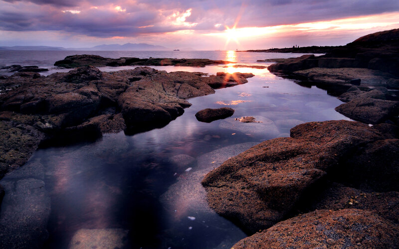 Rocky Tide Pools at Sunset — Purple