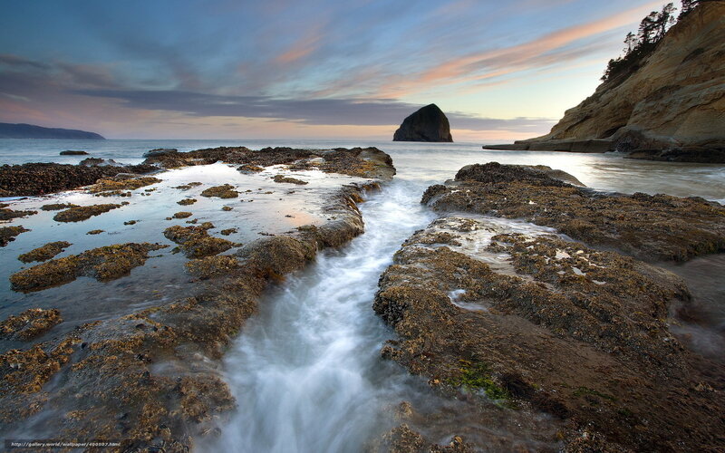 Rocky Tide Pools — Blue, Serene, Sunset