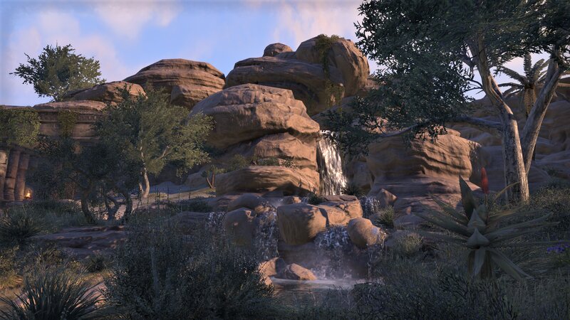 Rocky Waterfall Landscape — Brown
