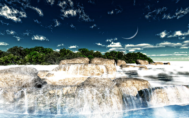 Rocky Waterfall Landscape