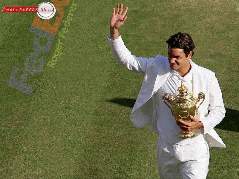 Roger Federer holding trophy