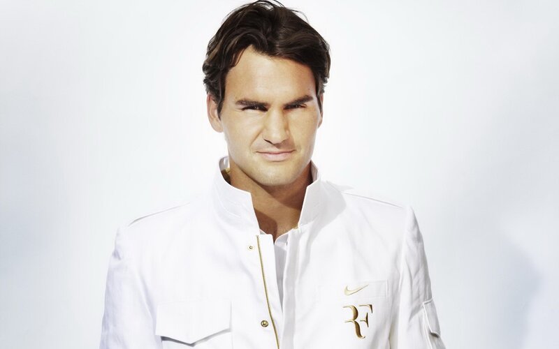 Roger Federer in white jacket