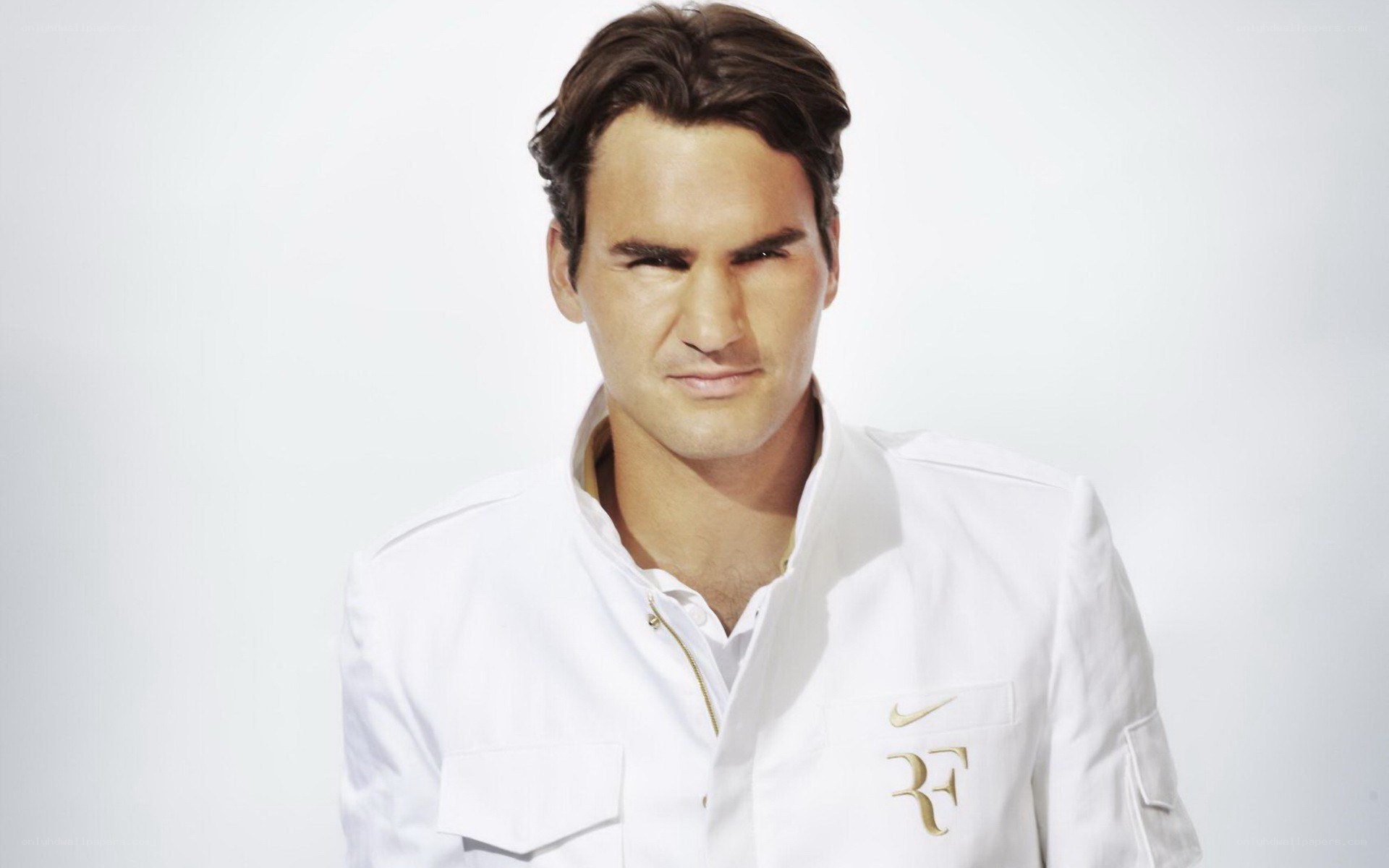 Roger Federer in white jacket