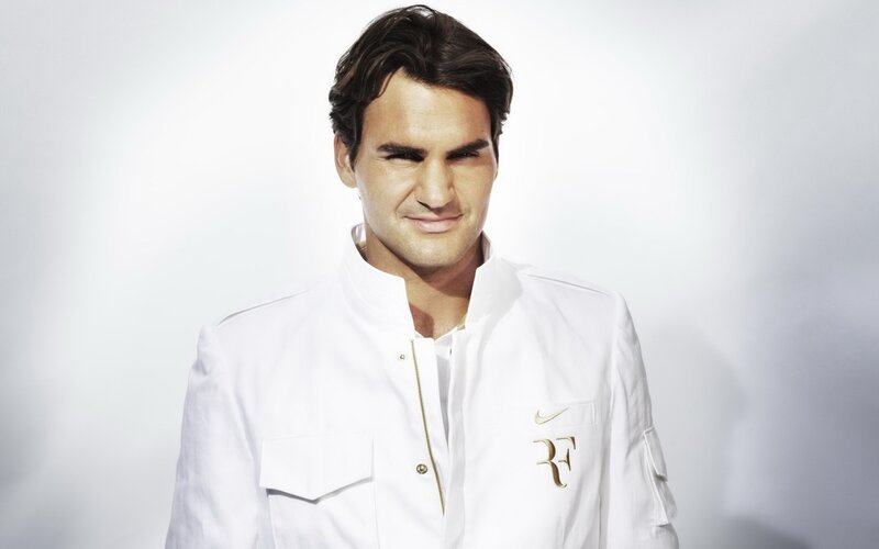 Roger Federer in white jacket