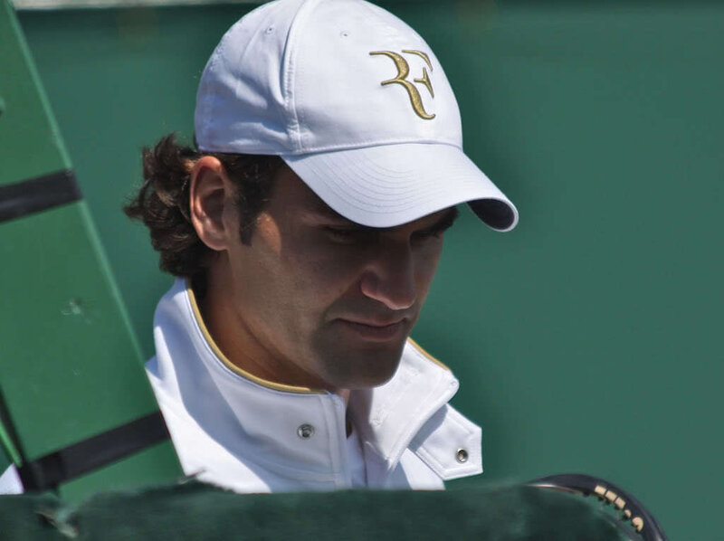 Roger Federer on tennis court
