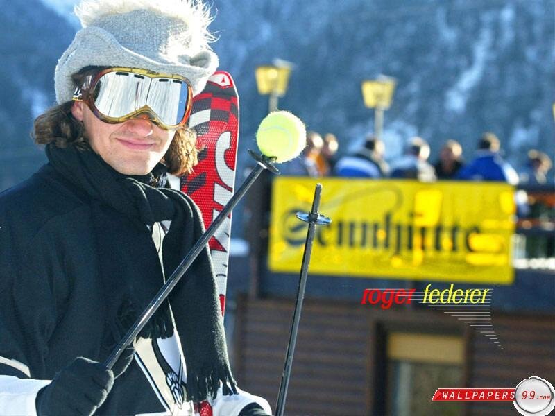 Roger Federer skiing