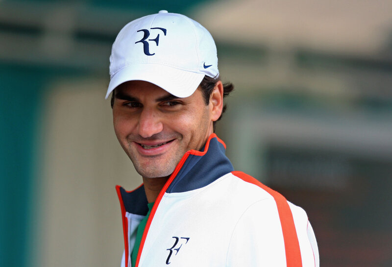 Roger Federer smiling at camera