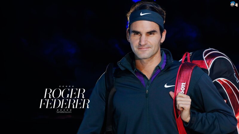 Roger Federer with Tennis Bag