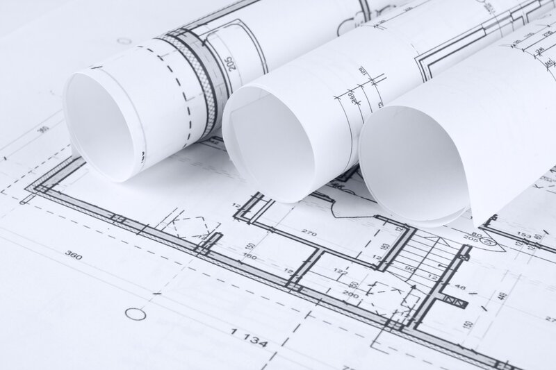 Rolled Blueprints on Plans