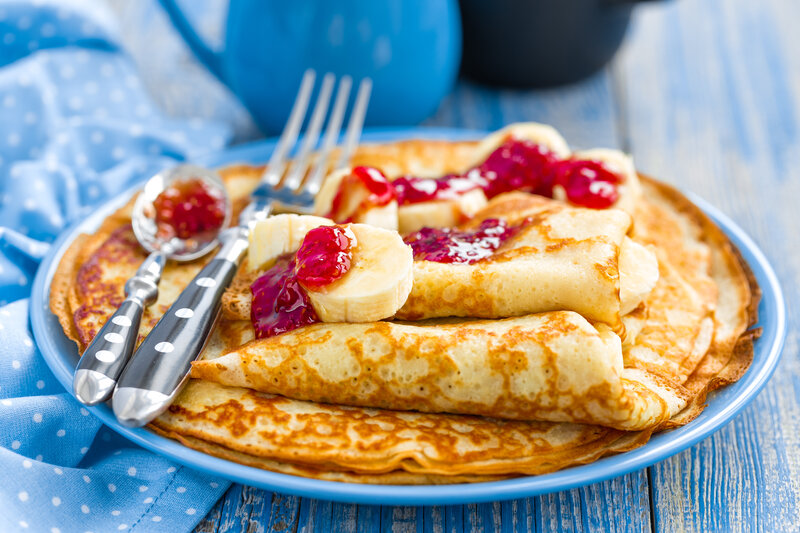 Rolled Crepes with Jam — Blue