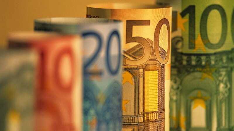 Rolled Euro Banknotes — Yellow