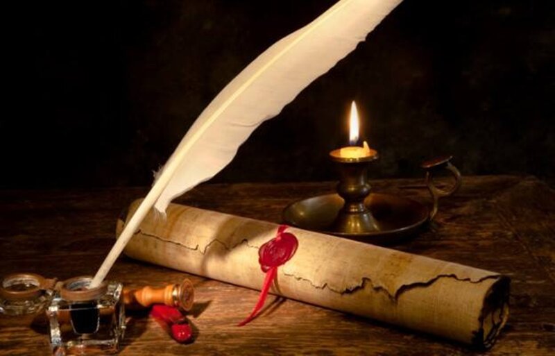 Rolled Parchment Scroll — Brown