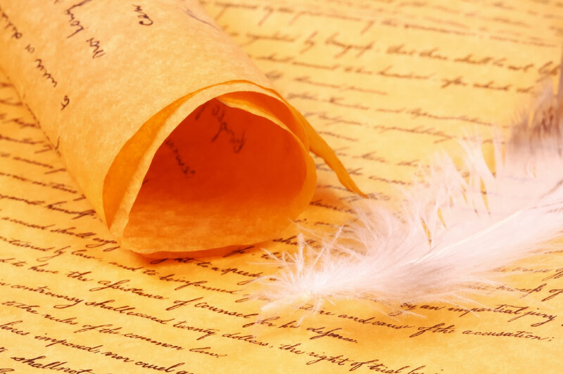 Rolled Parchment with Feather
