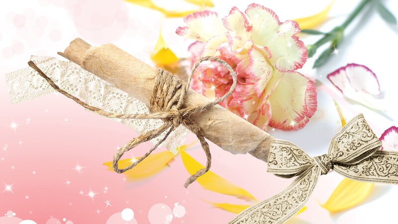 Rolled Parchment with Flower