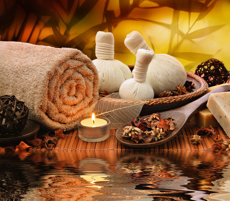 Rolled Towel and Spa Items